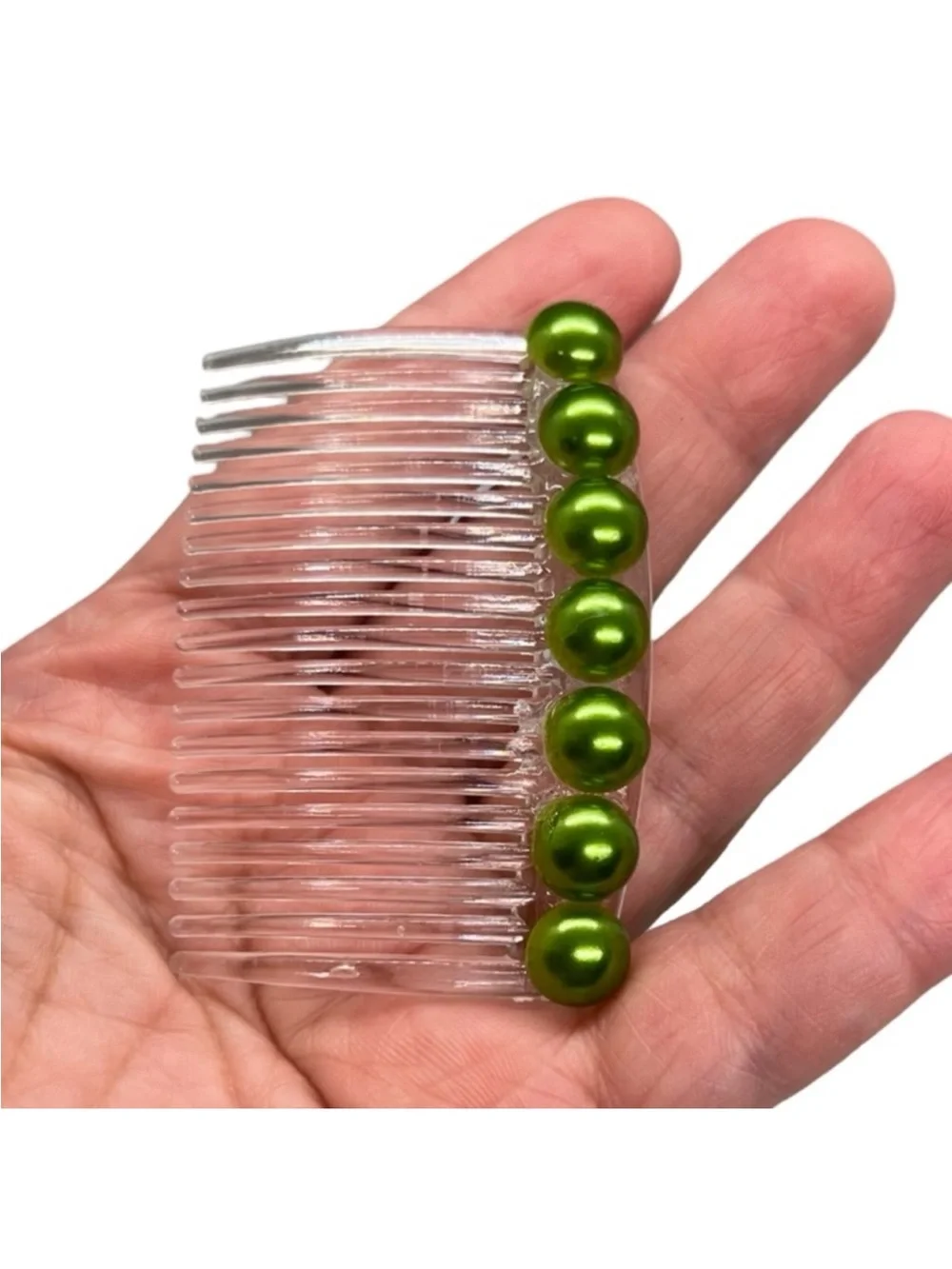 Elegant Olive Green Faux Pearl Hair Combs 2 Pc Set FINAL PRICE DROP